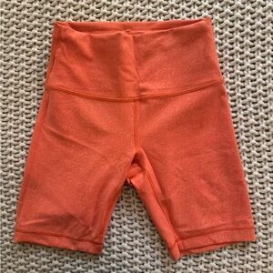 Lululemon Orange High-Waisted Biker Shorts